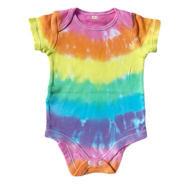 baby vesst with a pastel rainbow stripe