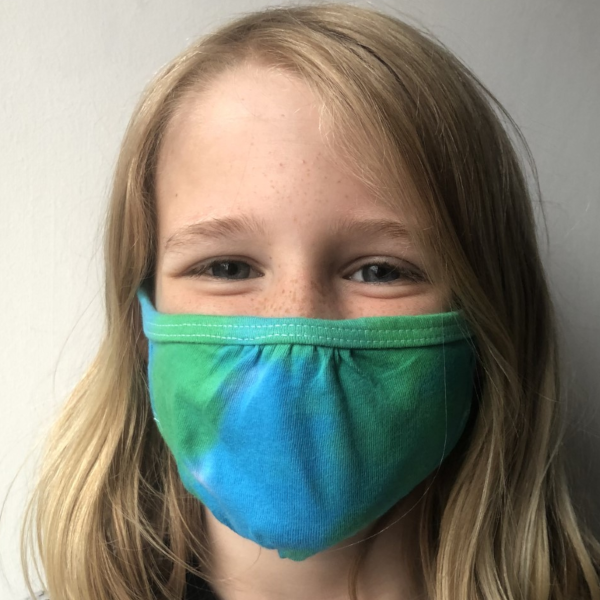kids face mask green and blue