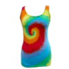 fitted vest with a rainbow tie dye swirl on it.