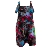 lucy and yak dungaree shorts tie dyed in a nebula design