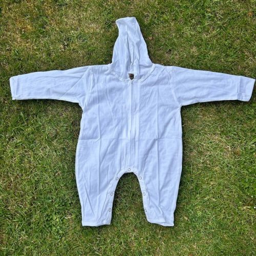 Hooded Babygrow in plain white