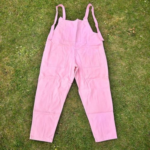 pale pink dungarees