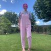 pale pink dungarees